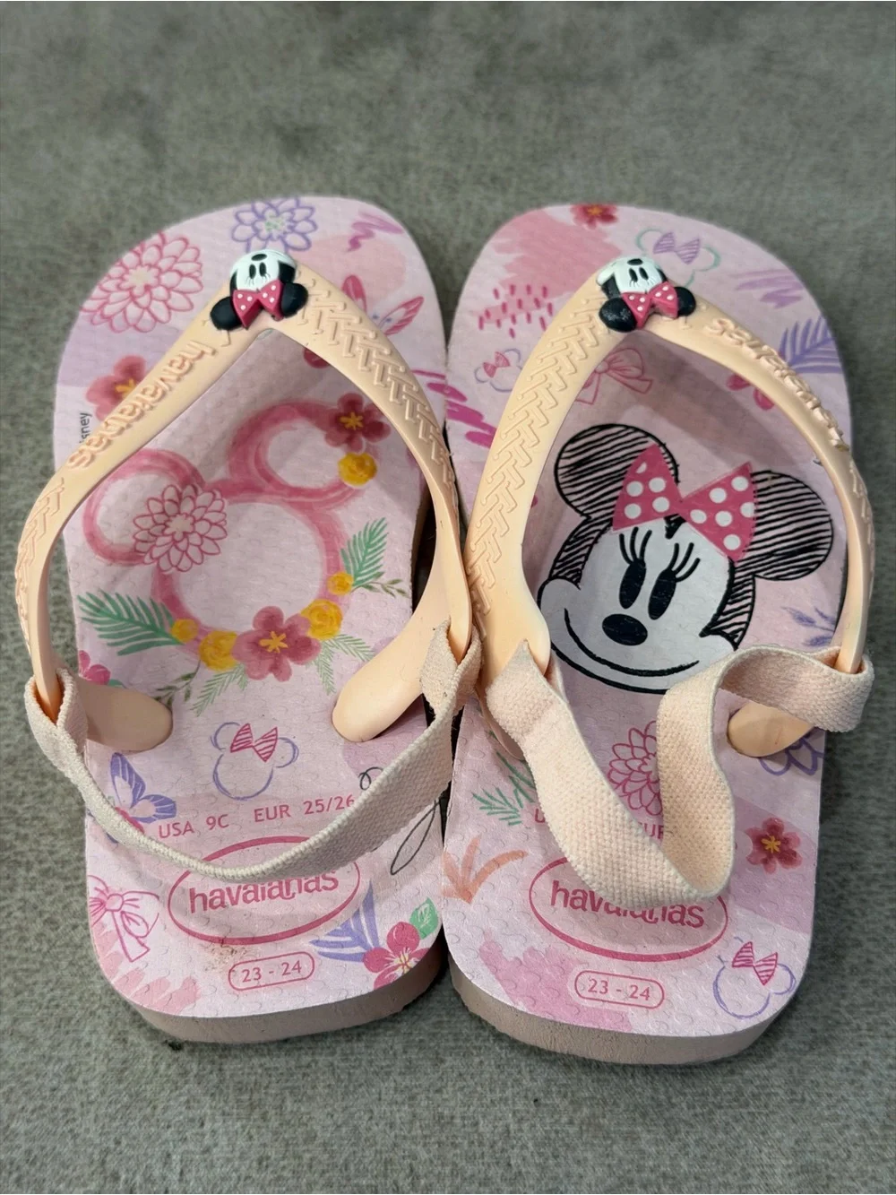 Havaianas Disney Minnie Mouse Girls Pink Flip Flops Toddler Size 9C